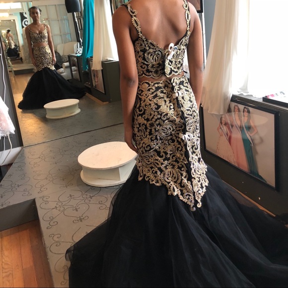 Black And Gold Prom Dress - Picture 2 of 4